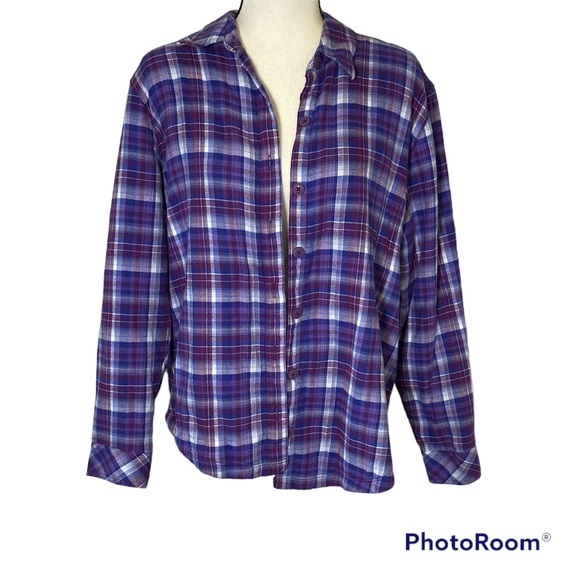 Riders by Lee Womens Fleece lined Flannel Button down shirt jacket Size Large - Picture 2 of 6